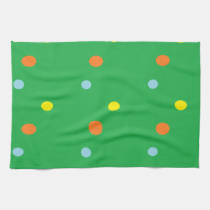 Multicolor circles on green tea towel