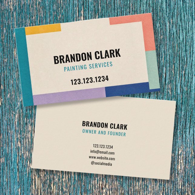 Multicolor Colour-Block Frame Border Painting Business Card (Creator Uploaded)