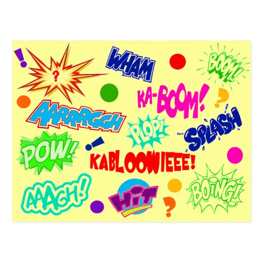 Multicolor Comic Call-outs Postcard