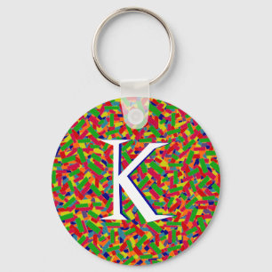 Multicolor Confetti Monogrammed Key Ring
