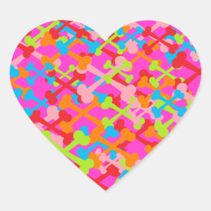 Multicolor Crossbones Heart Sticker