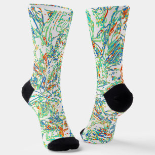 Multicolor Curvy Lined Pattern - Retro Colour Socks
