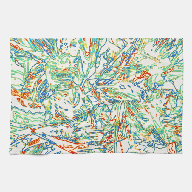 Multicolor Curvy Lined Pattern - Retro Colour Tea Towel (Horizontal)
