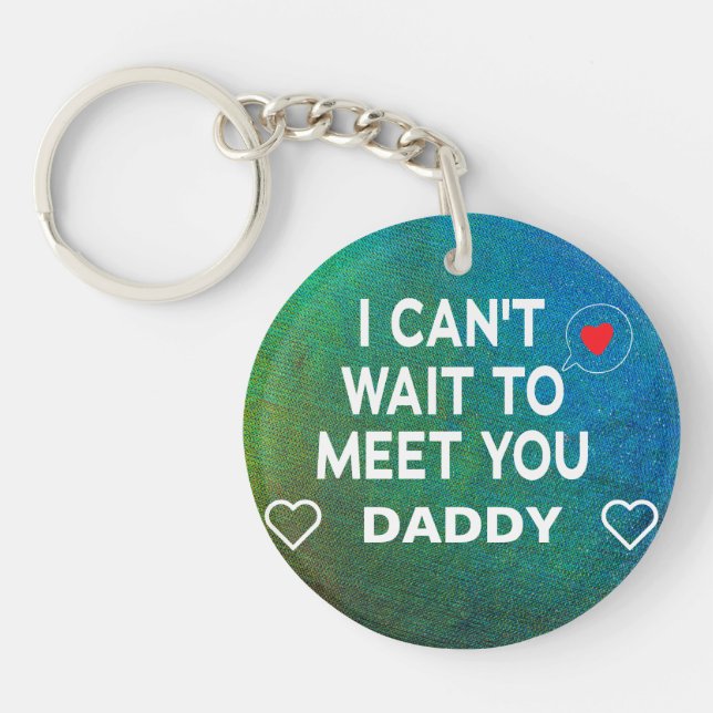 Multicolor Custom Baby's Sonogram Expectant Dad Key Ring (Front)