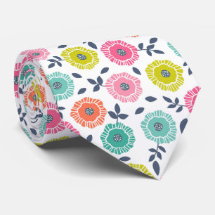 Multicolor cute floral pattern tie