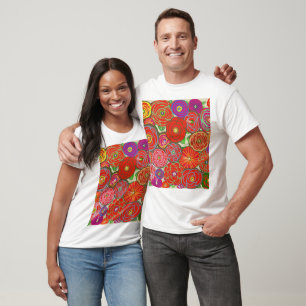 Multicolor Design on White T-Shirt