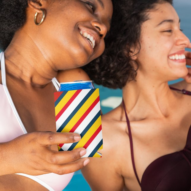 Multicolor Diagonal Stripes Can Cooler (can cooler)