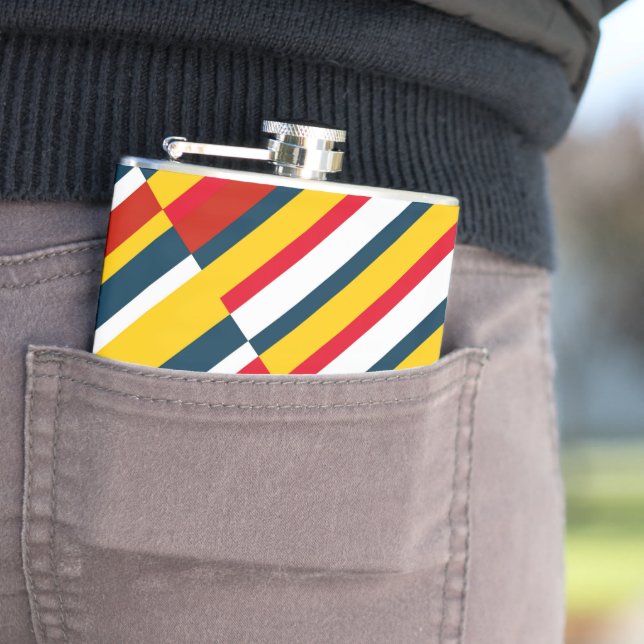 Multicolor Diagonal Stripes Hip Flask (In Situ)