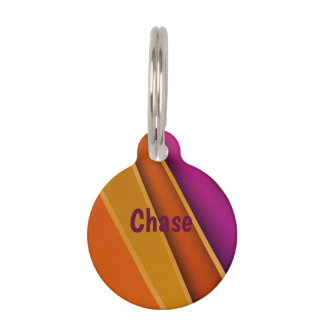 Multicolor diagonal stripes Orange Purple Pet Tag