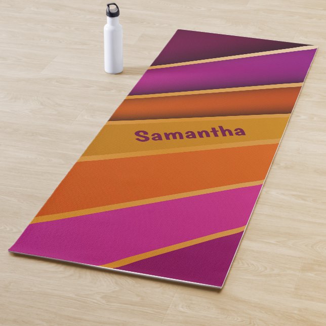 Multicolor diagonal stripes Pink Purple Yoga Mat (In Situ)