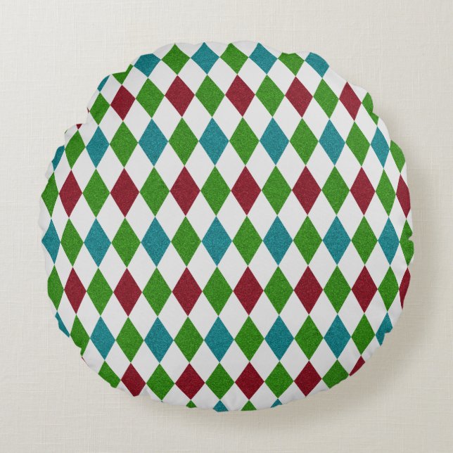 Multicolor Diamond Glitter Round Cushion (Front)
