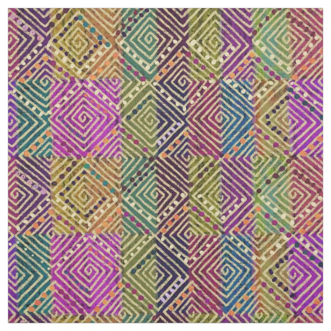 Multicolor Diamonds Patchwork Mud Cloth Style (Swatch)