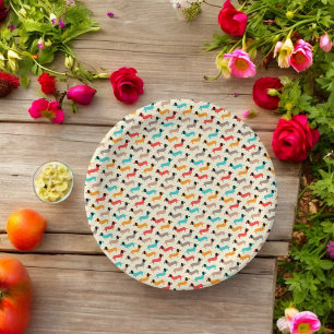 Multicolor Dog Cartoon Paper Plate