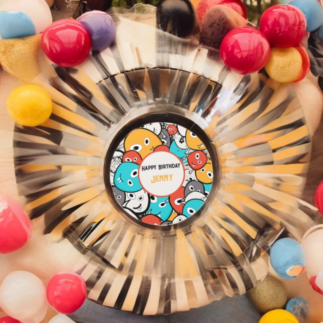 Multicolor Doodle Monster Cartoon  Classic Round Sticker (Halloween monster party theme sticker,birthday party sticker,gift pack,envelope,return gift sticker)