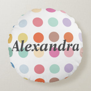 Multicolor Dots Pattern Round Cushion