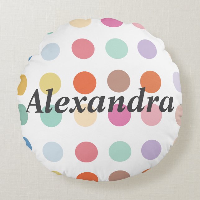 Multicolor Dots Pattern Round Cushion (Front)