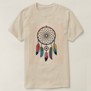 Multicolor Dreamcatcher Gold Background T-Shirt