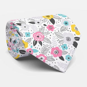 Multicolor elegant ditsy floral pattern tie
