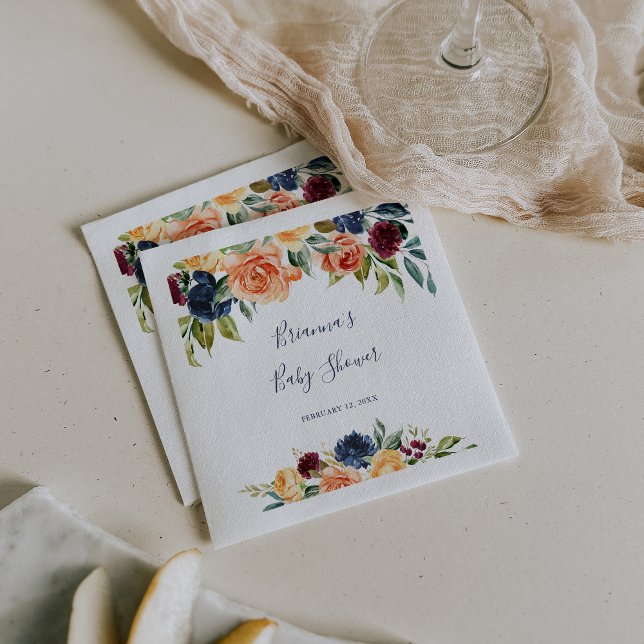 Multicolor Elegant Floral Baby Shower Napkins (Creator Uploaded)