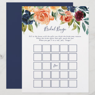 Multicolor Elegant Floral Bridal Bingo Game