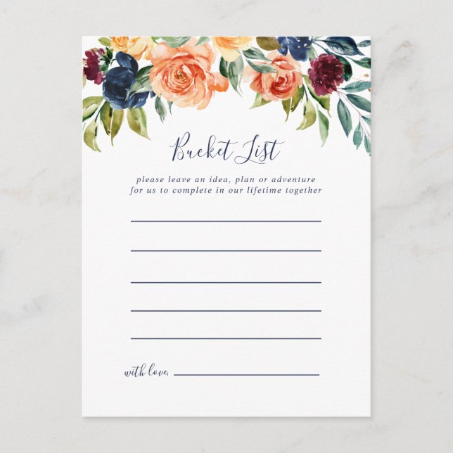 Multicolor Elegant Floral Bucket List Cards (Front)