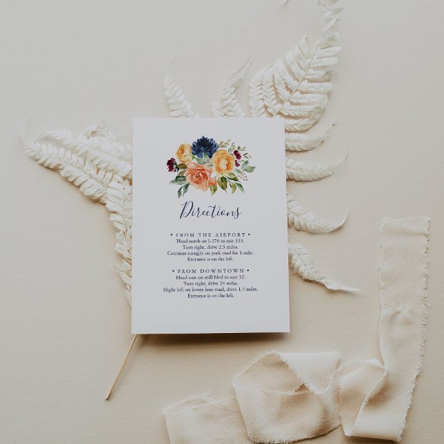 Multicolor Elegant Floral Wedding Directions  Enclosure Card (Creator Uploaded)