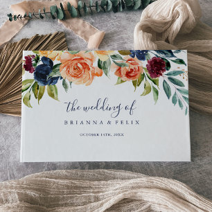 Multicolor Elegant Floral Wedding  Guest Book