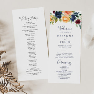 Multicolor Elegant Floral Wedding Program Programme