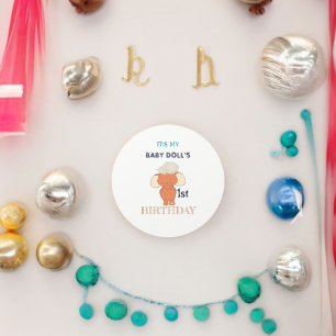 Multicolor Elephant Cartoon  Classic Round Sticker