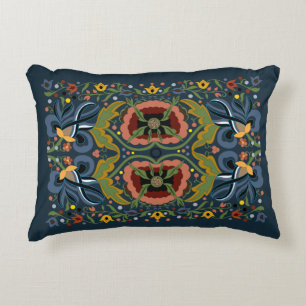 Multicolor Estonian folk art floral pattern Decorative Cushion