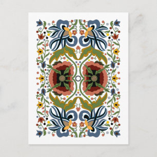 Multicolor Estonian folk art floral pattern Postcard