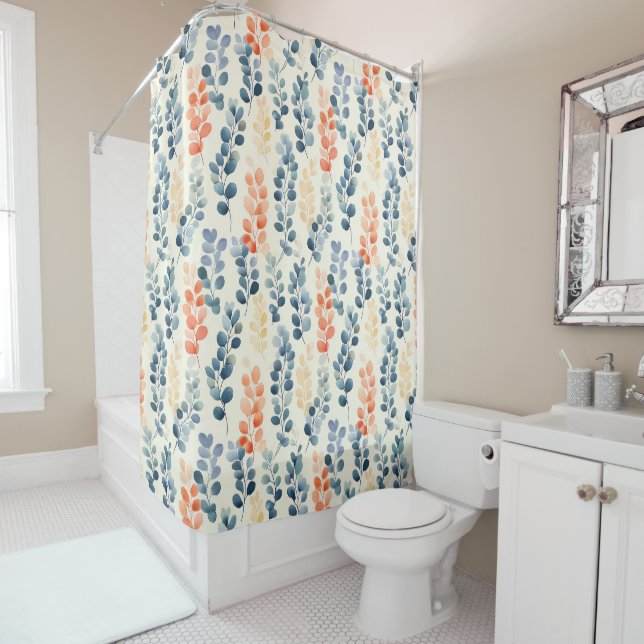 Multicolor Eucalyptus Botanical Shower Curtain (In Situ)
