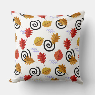 Multicolor Fall Geographic Leaves Cushion