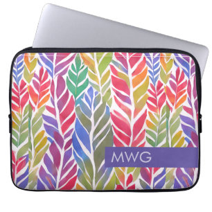 Multicolor Feather Pattern Monogram iPad Sleeve