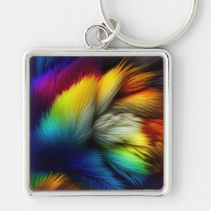 Multicolor Feathers Key Ring