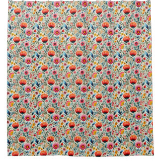 Multicolor Floral Cottagecore Shower Curtain