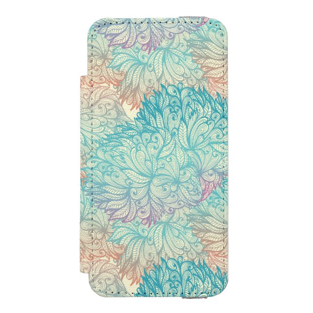 Multicolor Floral Doodle Pattern Incipio iPhone Wallet Case (Folio Front)