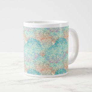 Multicolor Floral Doodle Pattern Large Coffee Mug