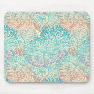 Multicolor Floral Doodle Pattern Mouse Mat