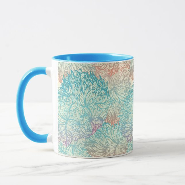 Multicolor Floral Doodle Pattern Mug (Left)