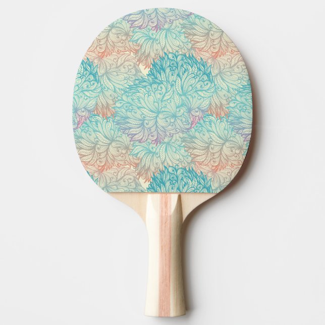 Multicolor Floral Doodle Pattern Ping Pong Paddle (Front)