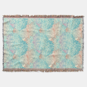 Multicolor Floral Doodle Pattern Throw Blanket