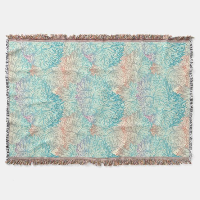 Multicolor Floral Doodle Pattern Throw Blanket (Front)