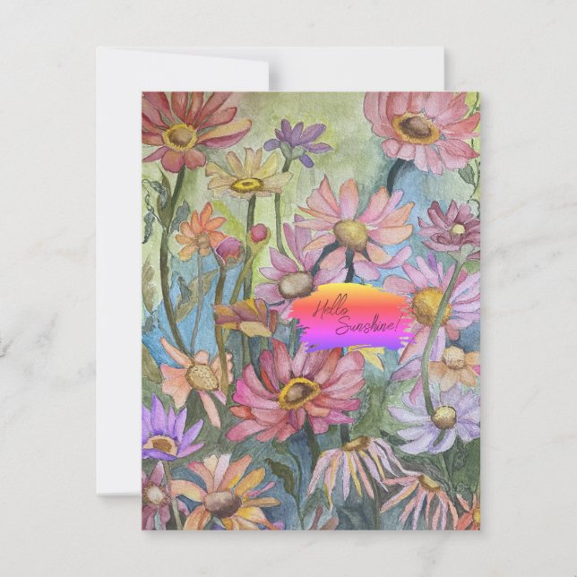 Multicolor Floral Flat Note Card (Front)