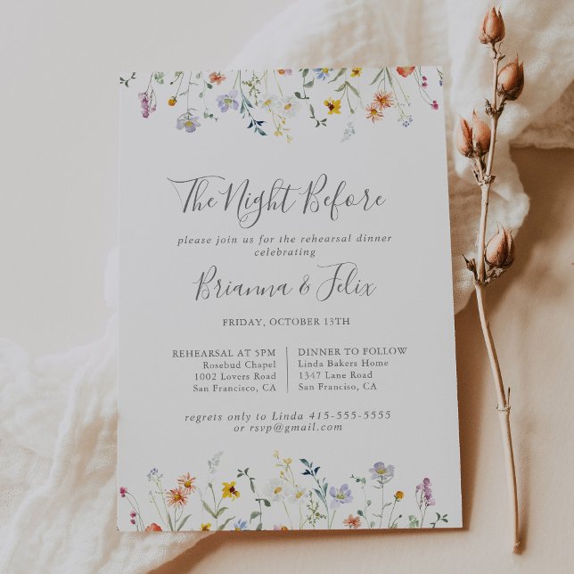 Multicolor Floral Night Before Rehearsal Dinner Invitation (Creator Uploaded)