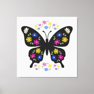 Multicolor flower butterfly t-shirt canvas print