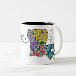 Multicolor Flowers in Watercolor and Pen Two-Tone Coffee Mug