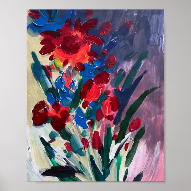 Multicolor flowers , painting .  poster (Front)