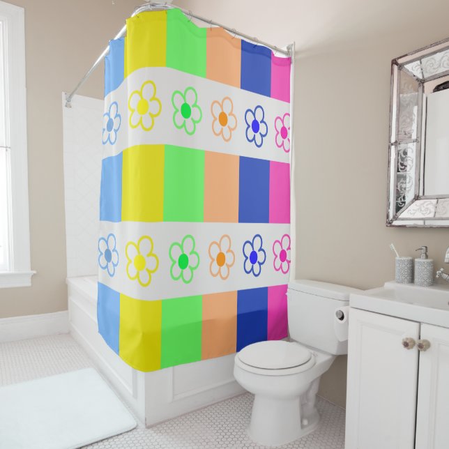 Multicolor Flowers Shower Curtains (In Situ)