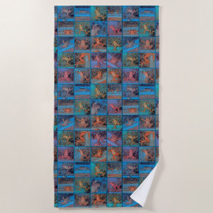 Multicolor Frog Beach Towel